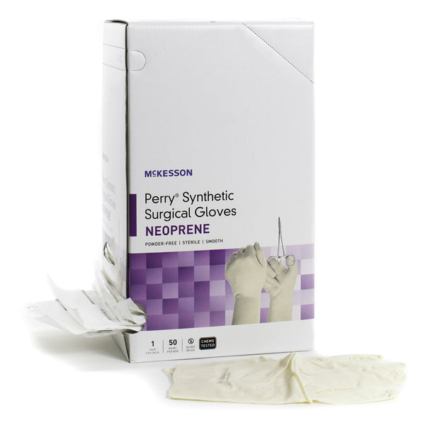 McKesson Perry® Synthetic Surgical Gloves Surgical Glove Size 9 Sterile Polychloroprene Standard Cuff Length Smooth Cream Chemo Tested (1044750_BX) 50/BX