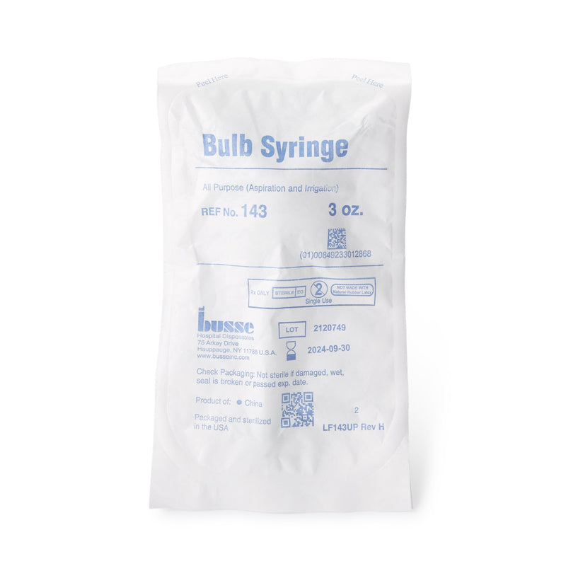 Busse Hospital Disposables Ear / Ulcer Bulb Syringe PVC Pouch Sterile Disposable 3 oz. (149301_EA) 1/EA