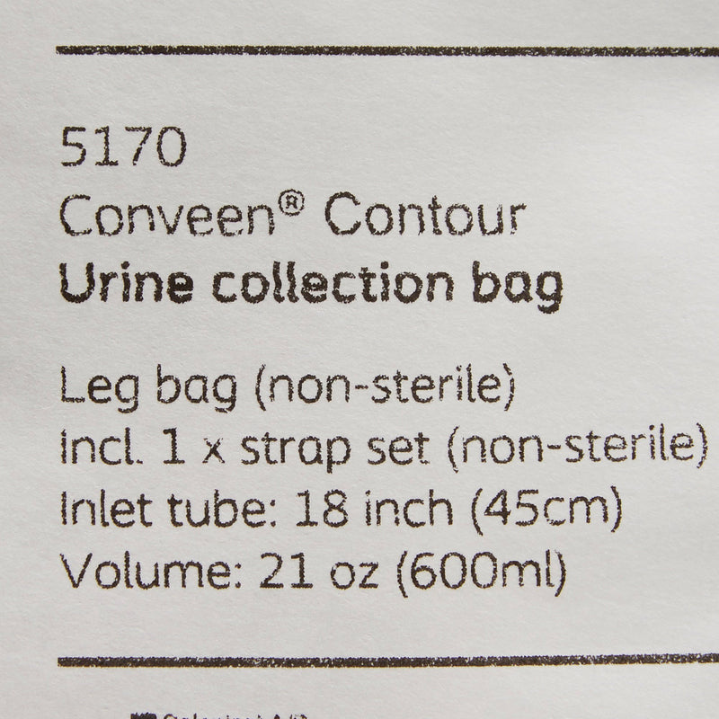 Conveen® Security+ Urinary Leg Bag Anti-Reflux Valve NonSterile 600 mL Polyethylene / Flocked (181522_EA) 1/EA
