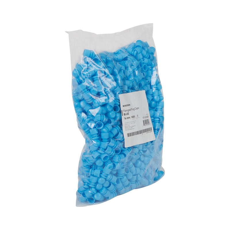 McKesson Tube Closure Polyethylene Flanged Plug Cap Blue 16 mm For Use with 16 mm Blood Drawing Tubes, Glass Test Tubes, Plastic Culture Tubes NonSterile (1175407_CS) 10000/CS