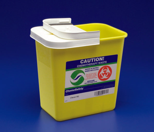 SharpSafety™ Chemotherapy Waste Container Yellow Base 26 H X 18-1/4 W X 12-3/4 D Inch Horizontal Entry 18 Gallon (419635_CS) 5/CS