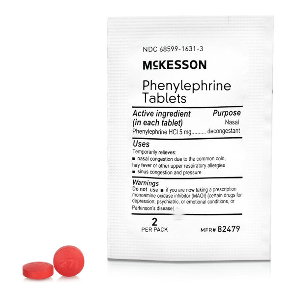 McKesson Brand Sinus Relief 5 mg Strength Tablet 2 per Pack (1111729_BX) 250/BX