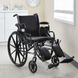 McKesson Wheelchair Dual Axle Desk Length Arm Swing-Away Footrest Black Upholstery 20 Inch Seat Width Adult 350 lbs. Weight Capacity (1065278_EA) 1/EA