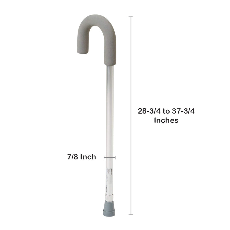 McKesson Round Handle Cane Aluminum 28-3/4 to 37-3/4 Inch Height Silver (1103359_CS) 6/CS