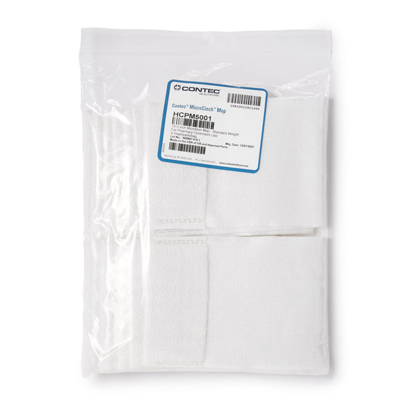 Contec® MicroCinch™ Cleanroom Wet / Dry Mop Pad White Microfiber Disposable (1135809_BG) 8/BG