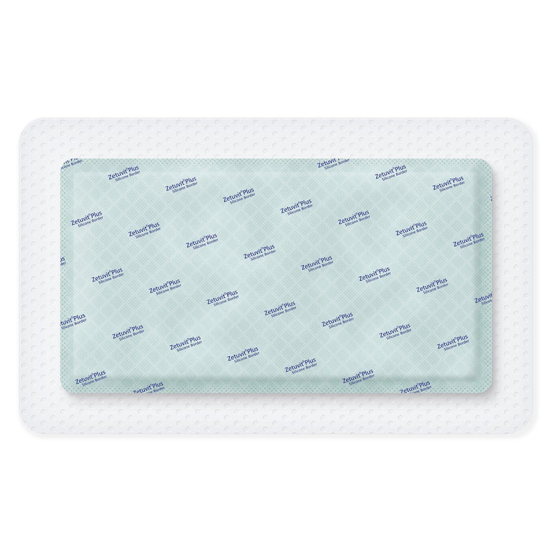 Zetuvit® Plus Silicone Border Super Absorbent Dressing Silicone Adhesive 6 X 10 Inch Rectangle (1242912_EA) 1/EA
