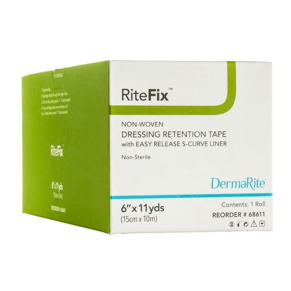 RiteFix™ Water Resistant Dressing Retention Tape with Liner White 6 Inch X 11 Yard Nonwoven NonSterile (939644_BX) 1/BX