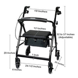 McKesson 4 Wheel Rollator Black Adjustable Height / Folding Aluminum Frame (1065266_EA) 1/EA