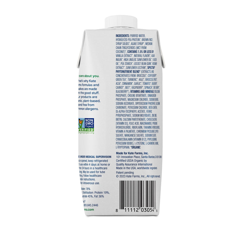 Kate Farms Peptide 1.0 Oral Supplement Vanilla Flavor Liquid 11 oz. Carton (1184934_EA) 1/EA