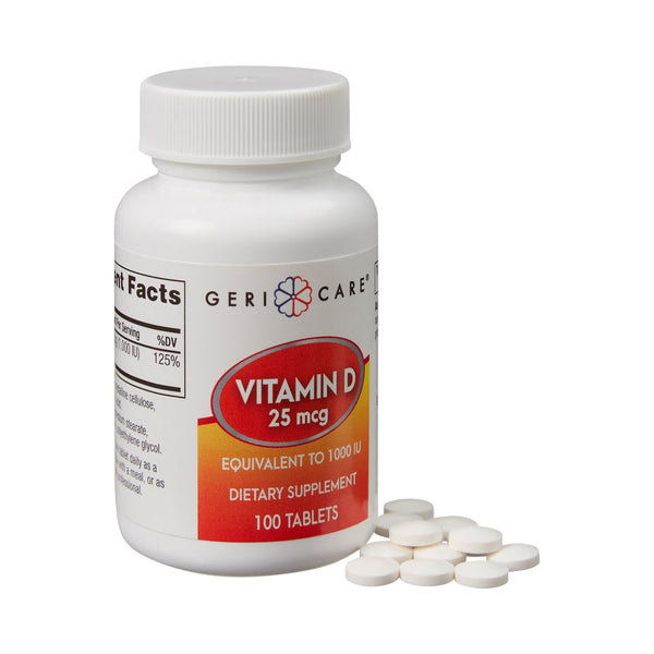 Geri-Care® Vitamin Supplement Vitamin D3 1,000 IU Strength Tablet 100 per Bottle (866980_BT) 1/BT