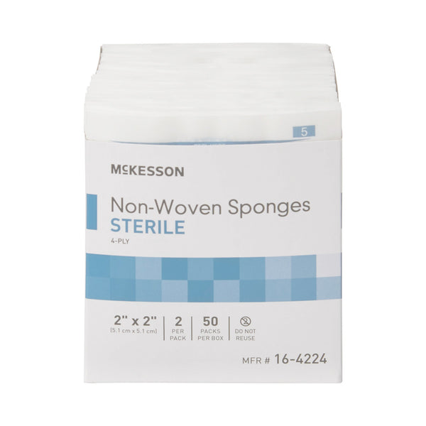 McKesson Nonwoven Sponge 2 X 2 Inch 4-Ply Sterile 2 per Pack (446032_BX) 50/BX