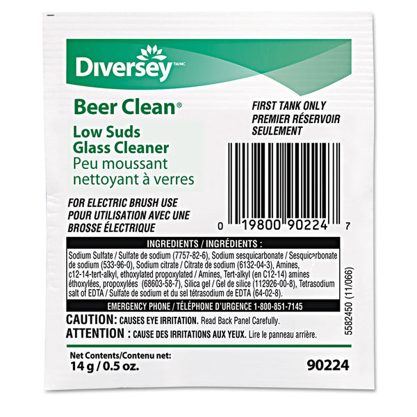 Diversey Beer Clean Glass Cleaner, Powder, .5oz Packet, 100/Carton (DRA90224) Carton of 100