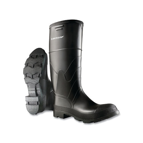 Dunlop® Protective Footwear Economy Steel Toe/Midsole Rubber Boots, Men's 10, 16 in Boot, PVC, Black (868-866220010) 1 Pair