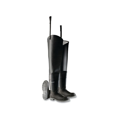 Dunlop® Protective Footwear Hip Waders, Plain Toe, Steel Shank, Men's 12, 32 in Inseam, Polyblend/PVC, Black (868-860550012) 1 Pair