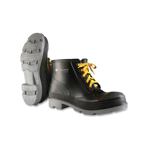Dunlop® Protective Footwear PolyGoliath Rubber Ankle Boots, Steel Toe, Men's 10, 6 in Lace-Up Boot, Polyurethane/PVC, Black/Gray (868-861040010) 1 Pair
