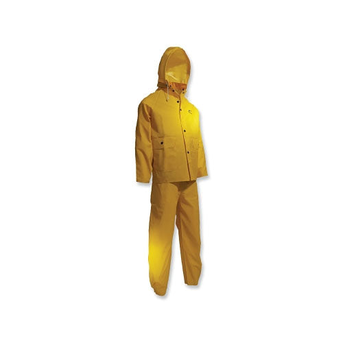 Dunlop® Protective Footwear Sitex 3-Pc Rain Suit with Detachable Hood Jacket/Bib Overalls, 0.35 mm Thick, Polyester/PVC, Yellow, Large (868-7651500LG) Each