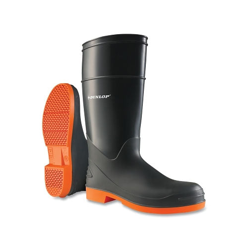Dunlop® Protective Footwear Sureflex Steel Toe Rubber Boots, Men's 12, 16 in Boot, Nitrile/PVC, Black/Orange (868-879820012) 1 Pair