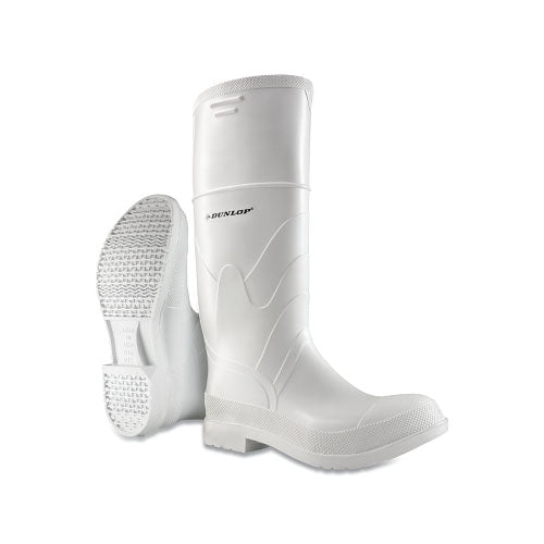 Dunlop® Protective Footwear White Rubber Boots, Steel Toe, Men's 9, 16 in Boot, PVC, White (868-810120009) 1 Pair