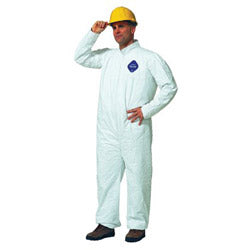 Dupont Tyvek® 400 Coverall, Serged Seams, Collar, Elastic Waist, Open Wrists/Ankles, Front Zipper, Storm Flap, White, X-Large (251-TY120S-XL) Case of 25