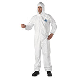 Dupont Tyvek® 400 Coverall, Serged Seams, Attached Hood, Elastic Waist, Elastic Wrists and Ankles, Front Zip, Storm Flap, White, XL (DUPTY127SXL) Case of 25