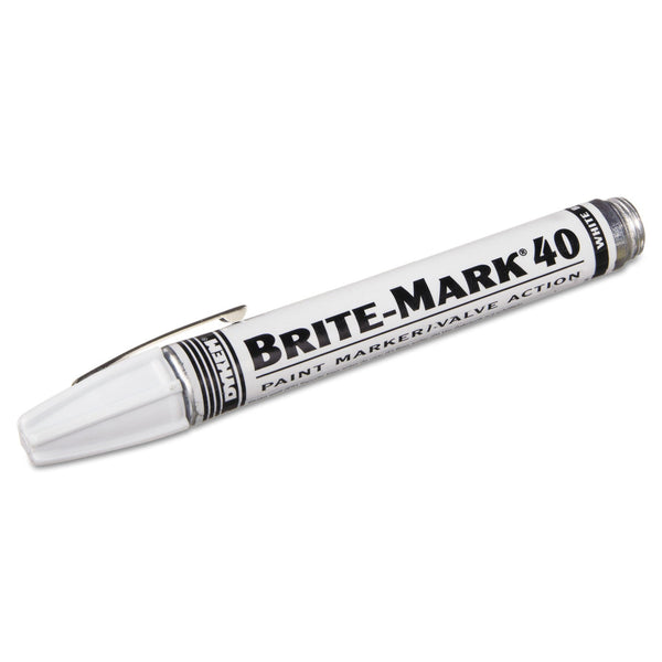Dykem BRITE-MARK® 40 Threaded Cap/Barrel Permanent Paint Marker, White, Medium (253-40008) Each