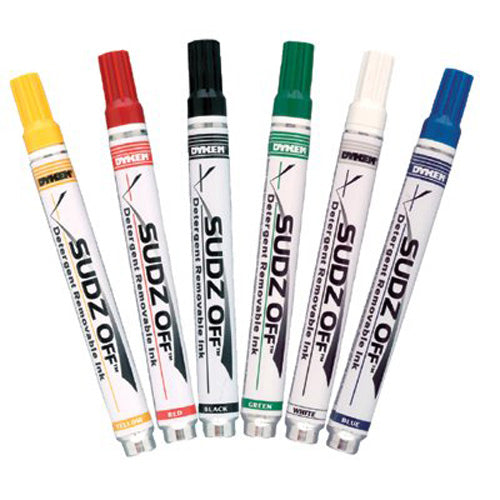 Dykem SUDZ OFF® Detergent Removable Temporary Marker, White, Medium, Bullet (253-91146) Each