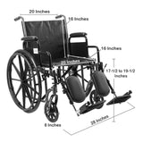 McKesson Wheelchair Dual Axle Desk Length Arm Swing-Away Elevating Legrest Black Upholstery 20 Inch Seat Width Adult 350 lbs. Weight Capacity (1065279_EA) 1/EA