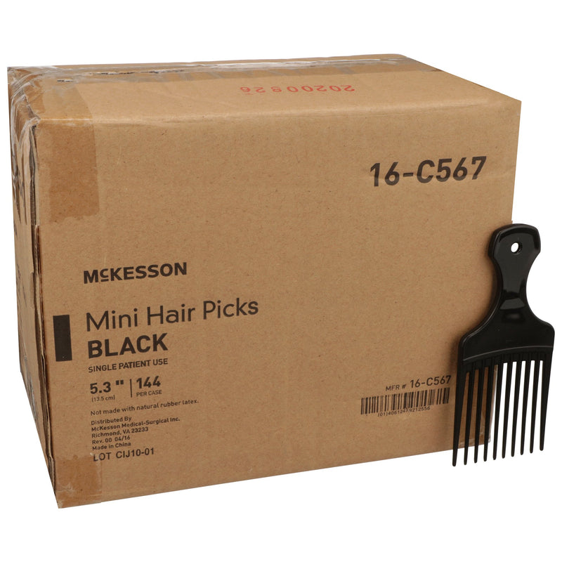 McKesson Mini Hair Pick 5.3 Inch Black Polypropylene (906053_EA) 1/EA