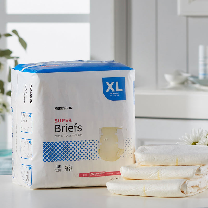 McKesson Unisex Adult Incontinence Brief X-Large Disposable Moderate Absorbency (1123843_BG) 15/BG