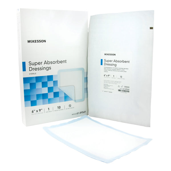 McKesson Super Absorbent Dressing 6 X 9 Inch Rectangle (682971_CS) 50/CS