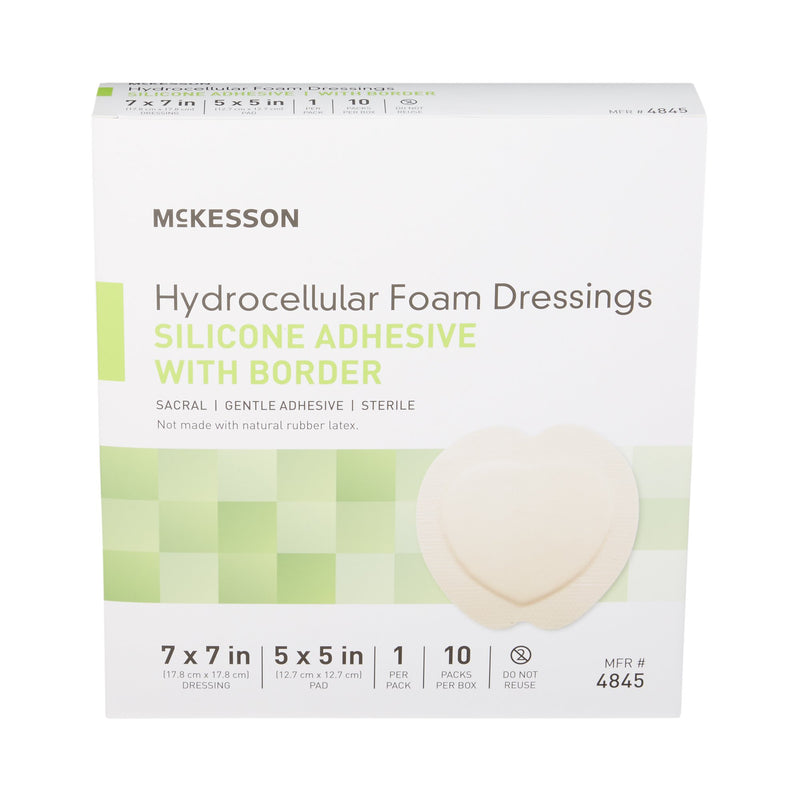 McKesson Foam Dressing 7 X 7 Inch With Border Film Backing Silicone Gel Adhesive Sacral Sterile (886434_CS) 200/CS
