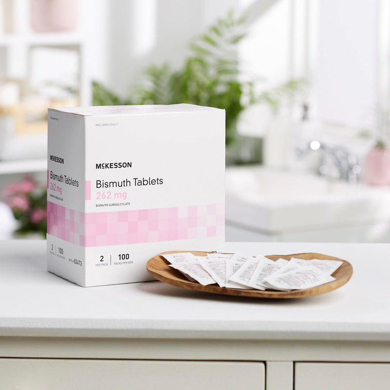 McKesson Brand Anti-Diarrheal 262 mg Strength Tablet 100 per Box (1111737_BX) 100/BX