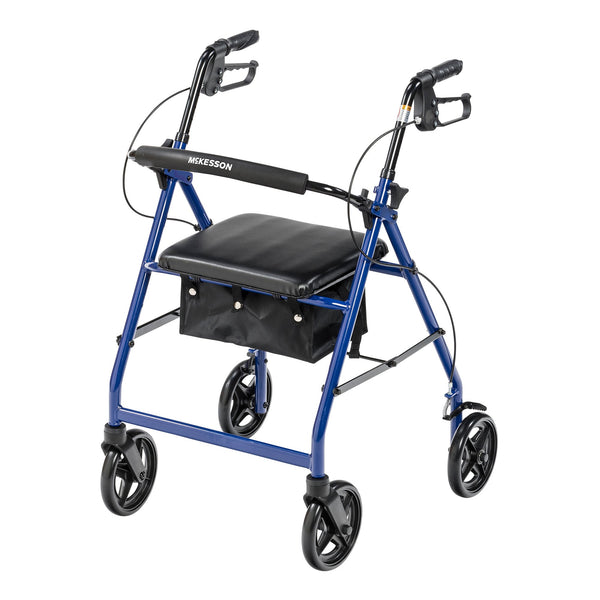 McKesson 4 Wheel Rollator Blue Adjustable Height Aluminum Frame (1205409_CS) 1/CS