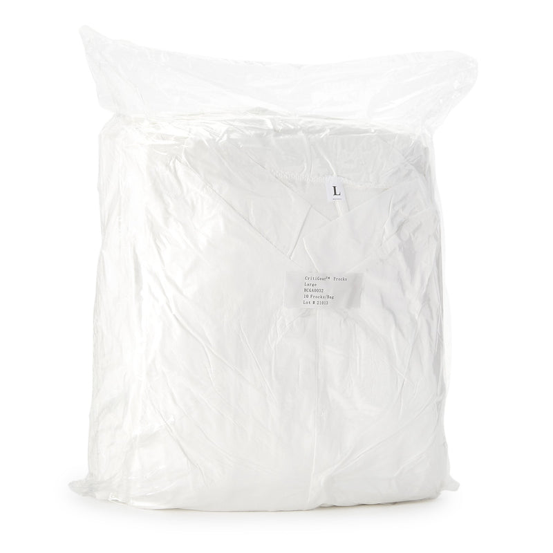 Contec® CritiGear™ Cleanroom Lab Coat White Large Knee Length Microporous Fabric Disposable (1128928_BG) 10/BG