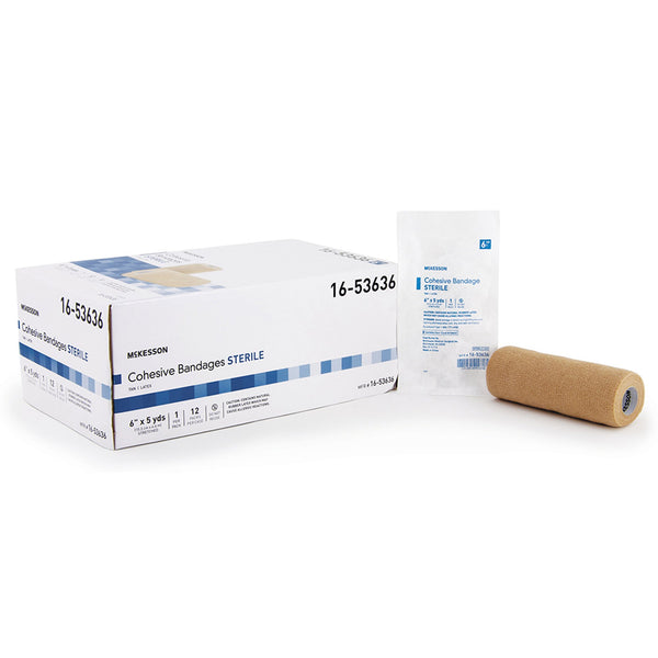 McKesson Cohesive Bandage 6 Inch X 5 Yard Self-Adherent Closure Tan Sterile Standard Compression (520557_CS) 12/CS