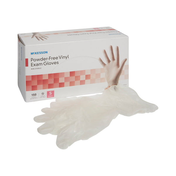 McKesson Exam Glove Small NonSterile Vinyl Standard Cuff Length Smooth Clear Not Rated (832681_CS) 1500/CS