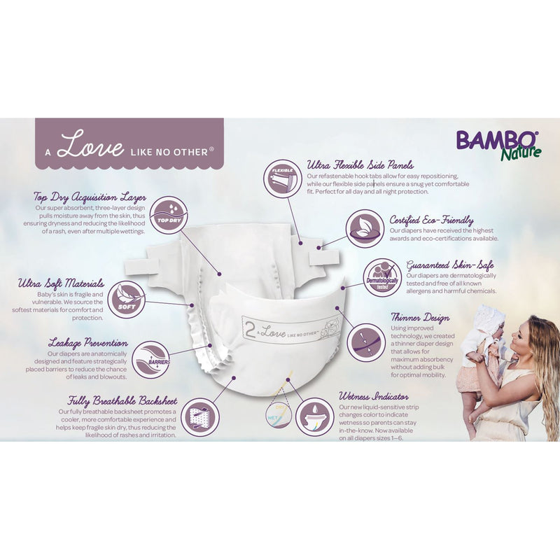 Bambo® Nature Dream Unisex Baby Diaper Size 6 Disposable Heavy Absorbency (1191023_CS) 144/CS