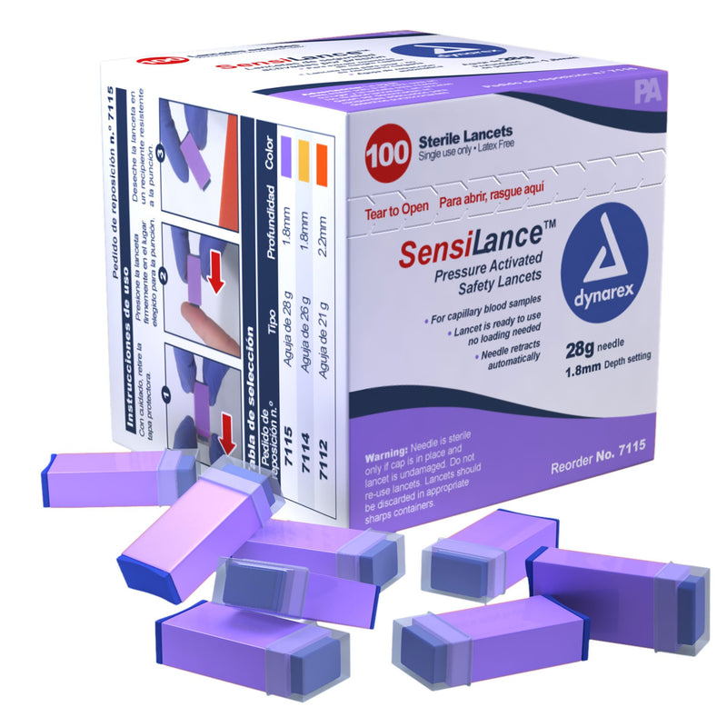 SensiLance™ Safety Lancet 28 Gauge Retractable Pressure Activated Finger (827019_BX) 100/BX