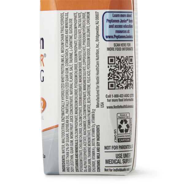 Peptamen Junior® PHGG Pediatric Oral Supplement Vanilla Flavor 8.45 oz. Carton Liquid PHGG Fiber Impaired GI Function (1196670_CS) 24/CS