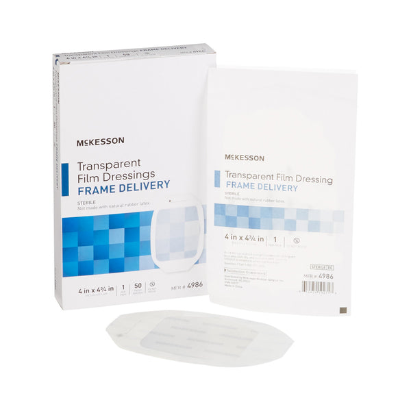 McKesson Transparent Film Dressing 4 X 4-3/4 Inch Frame Style Delivery Octagon Sterile (886409_EA) 1/EA