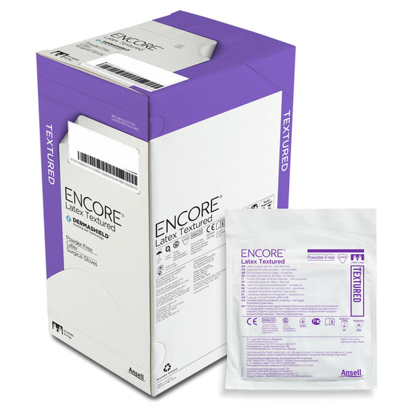 ENCORE® Latex Textured Surgical Glove Size 6.5 Sterile Latex Standard Cuff Length Fully Textured Ivory Chemo Tested (293294_PR) 1/PR