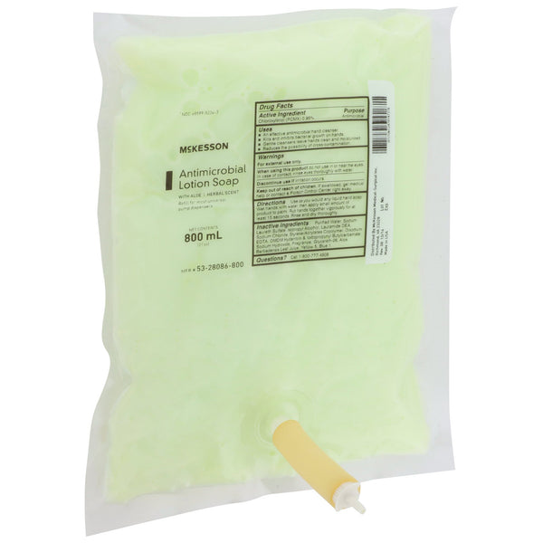 McKesson Antimicrobial Soap Lotion 800 mL Dispenser Refill Bag Herbal Scent (510349_CS) 1/CS