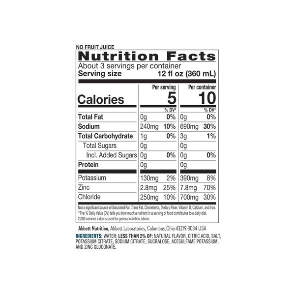Pedialyte® Zero Sugar Oral Electrolyte Solution Berry Frost Flavor 33.8 oz. Electrolyte (1203711_CS) 4/CS