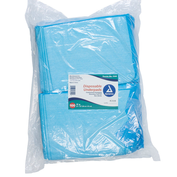 Dynarex® Disposable Underpad 23 X 24 Inch Fluff Light Absorbency (826638_PK) 100/PK