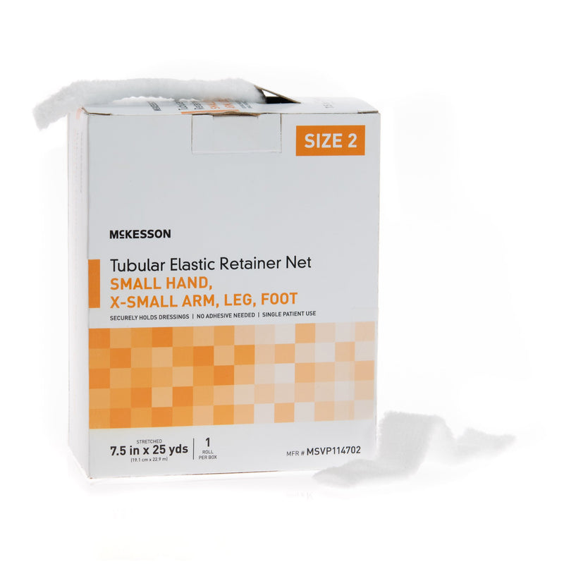McKesson Elastic Net Retainer Dressing Tubular Elastic 7-1/2 Inch X 25 Yard (19.1 cm X 22.9 m) Size 2 White Small Hand / X-Small Arm / Leg / Foot NonSterile (1113346_BX) 1/BX