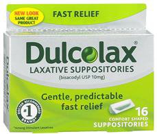 Dulcolax® Laxative Suppository 16 per Box 10 mg Strength Bisacodyl USP (650326_CT) 16/CT