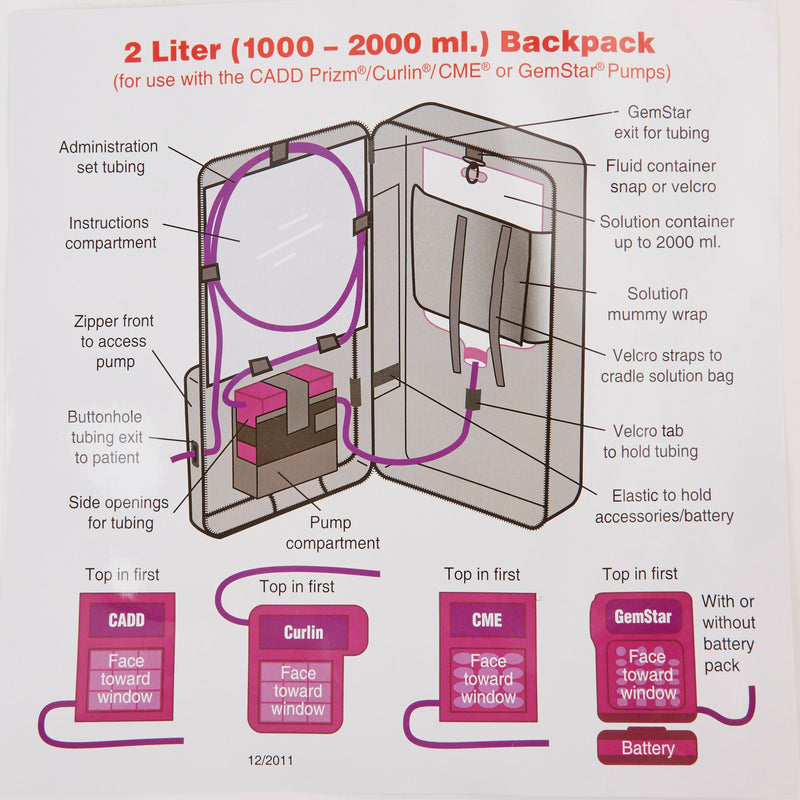 McKesson Feeding Pump Pouch Black, Capacity 1000 to 2000 mL, Pump Pocket, Outside Window, 3 X 9 X 18 Inch (1140269_EA) 1/EA