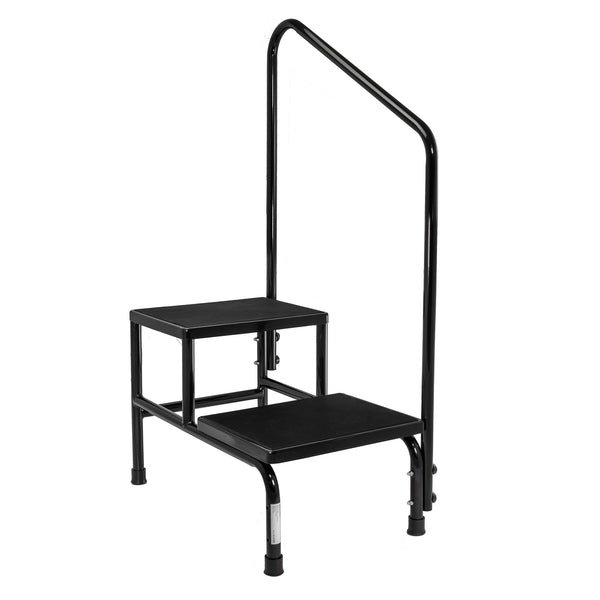 McKesson Step Stool with Handrail Bariatric 2 Steps Powder Coated Steel Frame 9 / 16 Inch Step Height (1270655_CS) 1/CS
