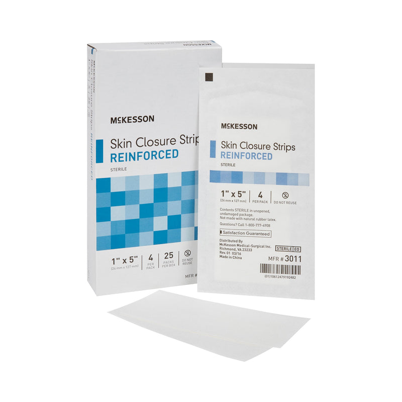 McKesson Skin Closure Strip 1 X 5 Inch Nonwoven Material Reinforced Strip White (876310_CS) 100/CS