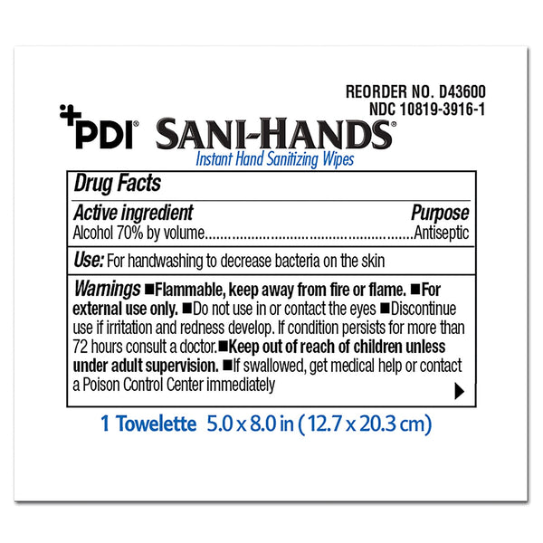Sani-Hands® Hand Sanitizing Wipe 100 Count Ethyl Alcohol Wipe Individual Packet (642392_BX) 100/BX